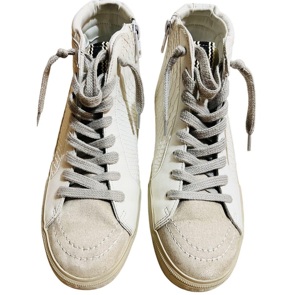 Shu Shop Shoes Womens 9 White High Top Lace Up Sneakers Zip Star Detail